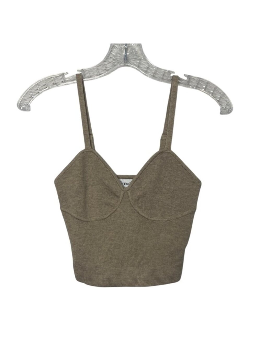 The Drop Catalina Bralette Knit Crop Top Womens XXS Heather Sand New